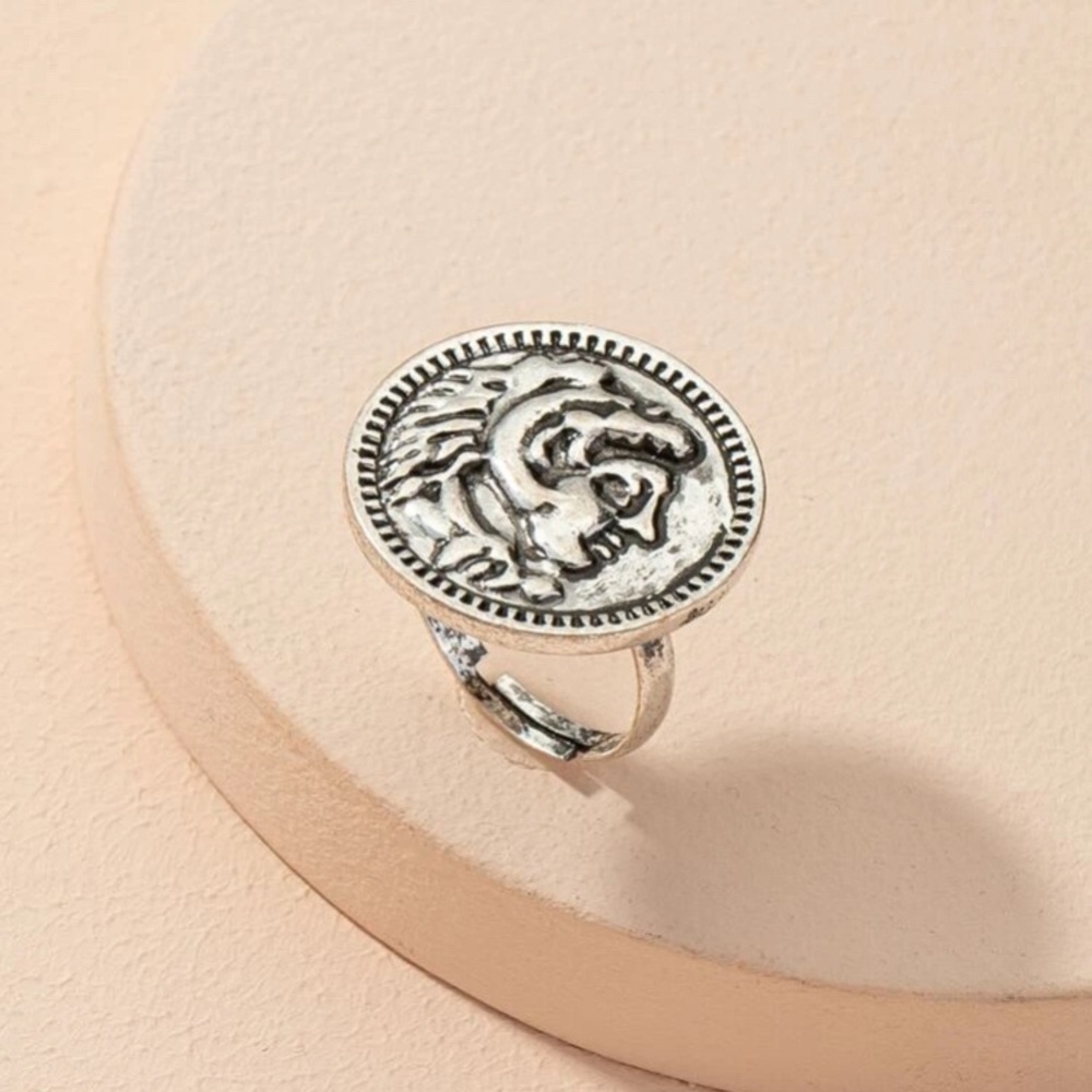 Silver Coin Face Adjustable Ring